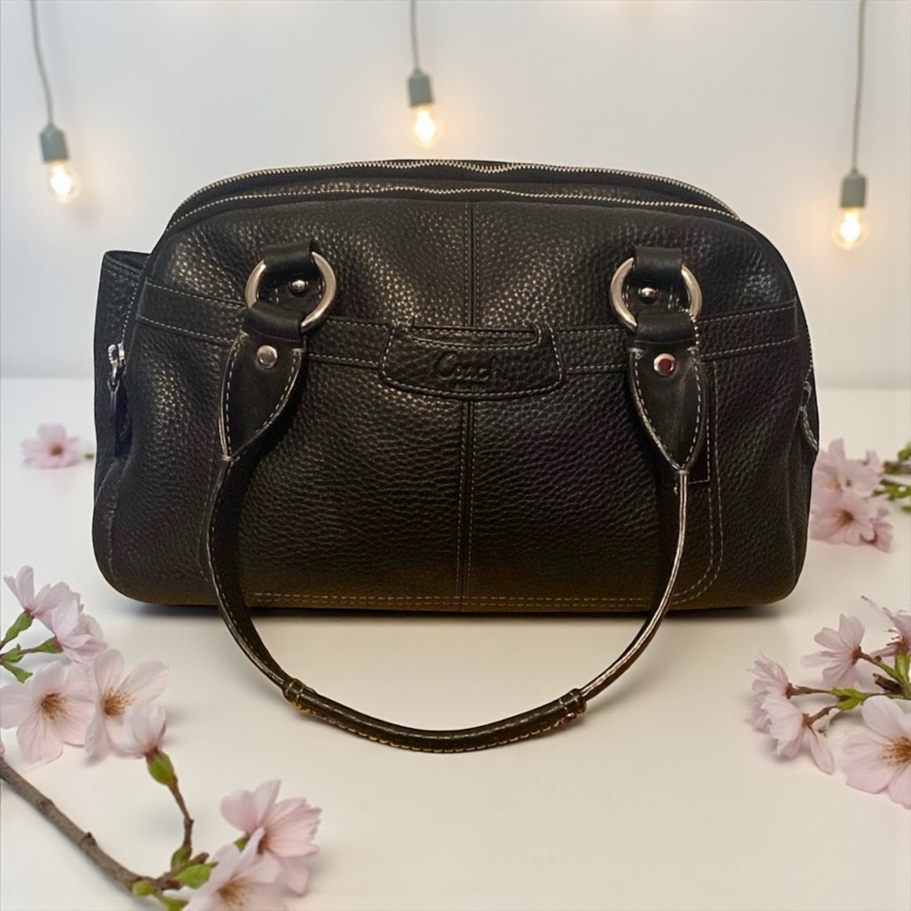 COACH🖤Penelope Black🖤Pebbled Leather Three Compartment Satchel/Like New